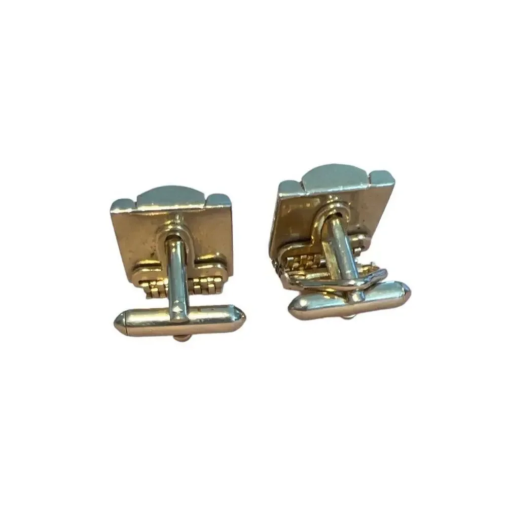 Vintage Tiger’s Eye Wrap Around Mesh Square Goldtone Cufflinks